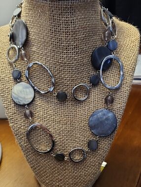 Lia Sophia Multi-Shape Gray Statement Necklace